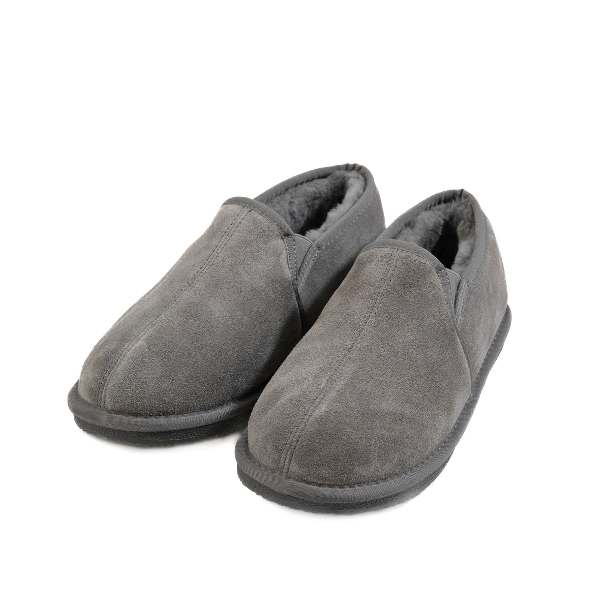 Deluxe Mens Sam Sheepskin Slippers with Hard Sole Dark Grey