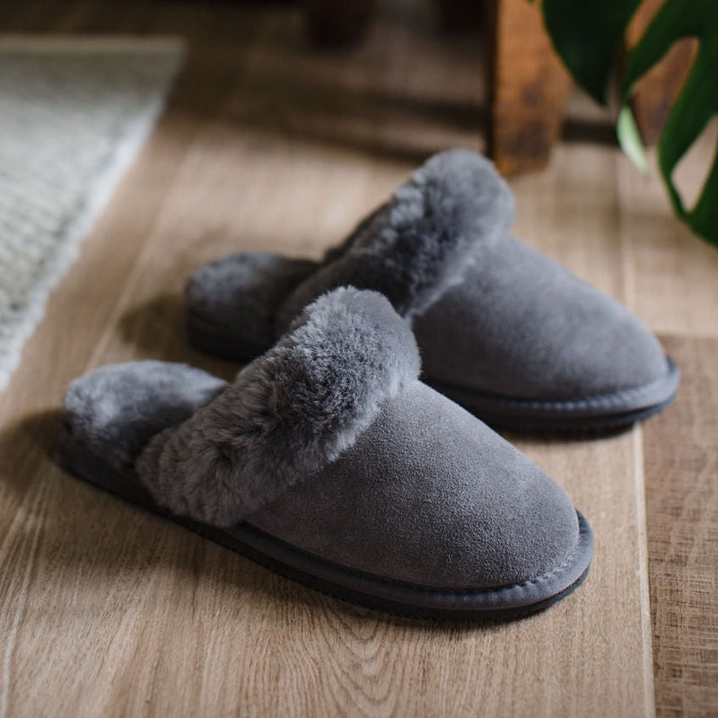 Ladies grey sheepskin slippers new arrivals