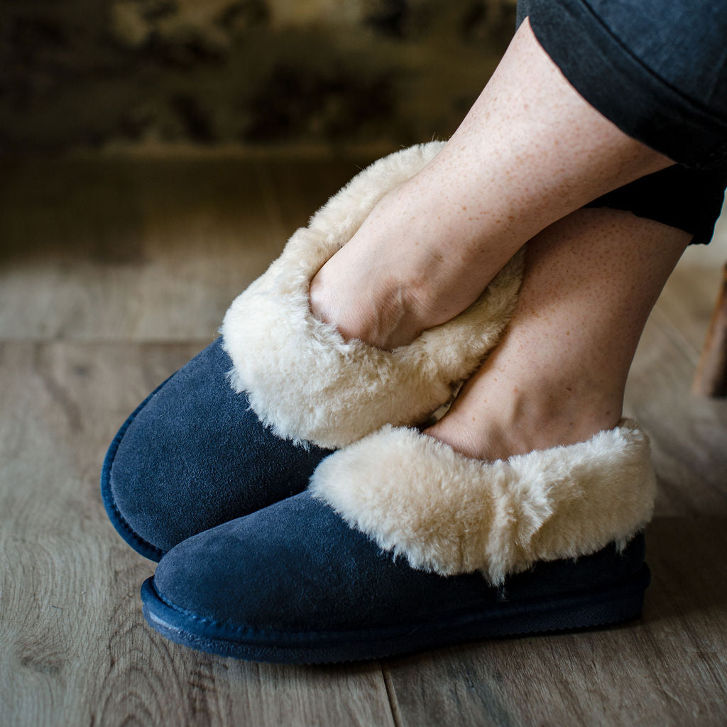 Ladies sheepskin store slippers hard sole