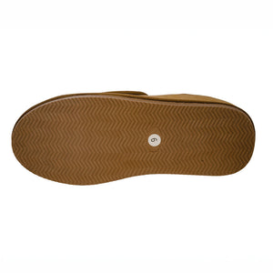 Deluxe Mens 'William' Sheepskin Slippers with Hard Sole and Velcro Fastener - Chestnut