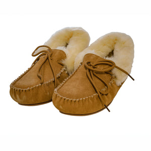 Deluxe Ladies 'Lauren' Sheepskin Moccasin with Hard Sole - Chestnut