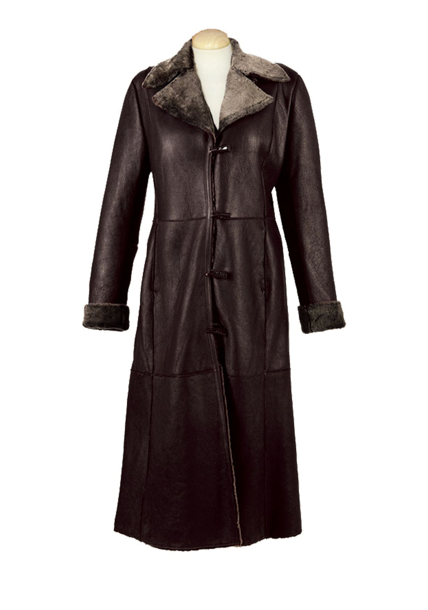 Ladies Annabel Long leather Sheepskin Coat - Brown Hurricane ...