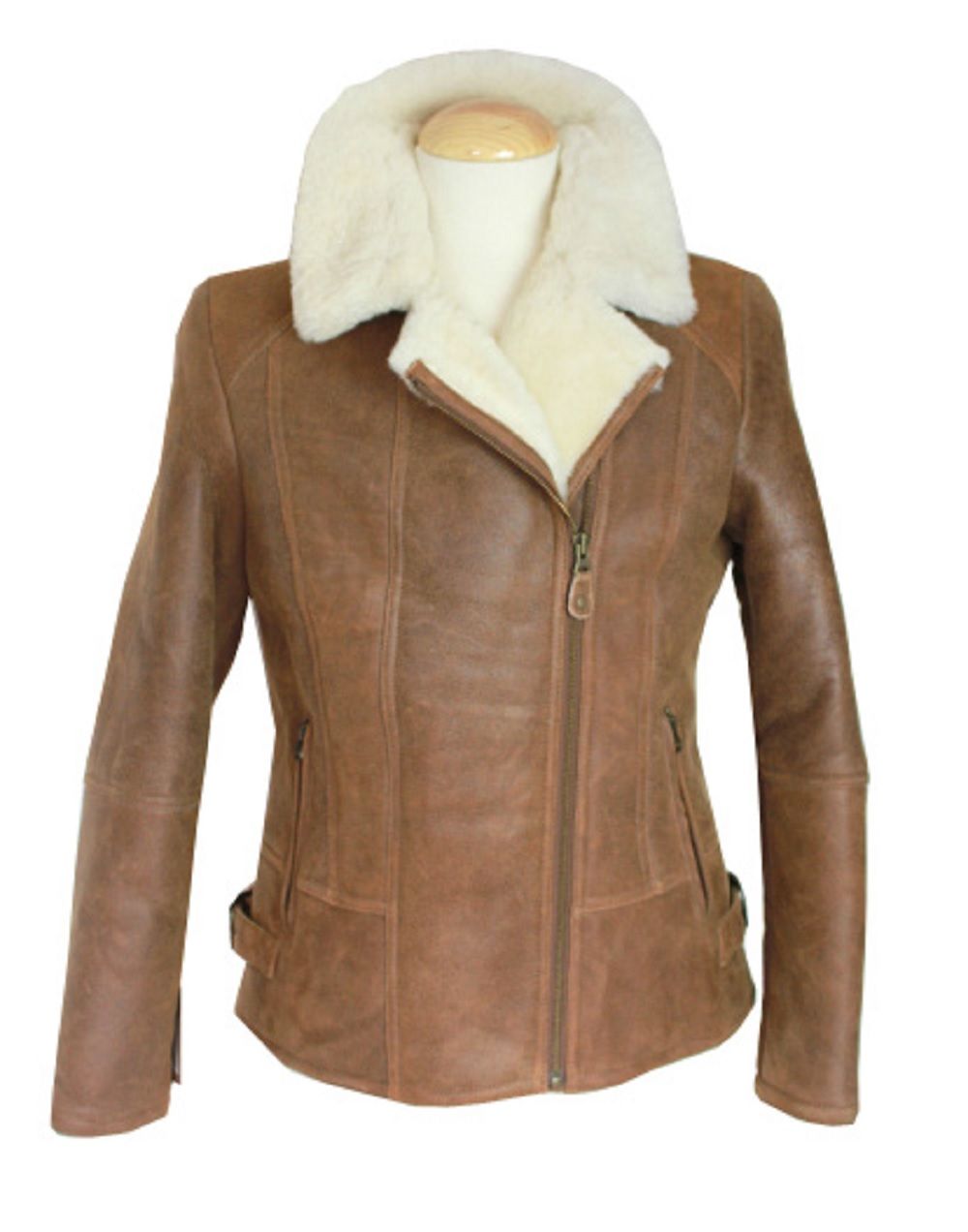 Ladies Sue Flying Aviator Leather Sheepskin Jacket Whiskey Sheepskin World