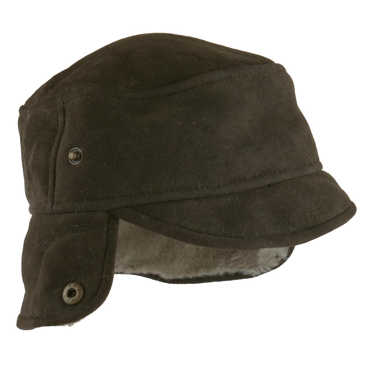 Mens Deluxe Vizon Suede Trapper Hat - Caxton Design – Sheepskin World